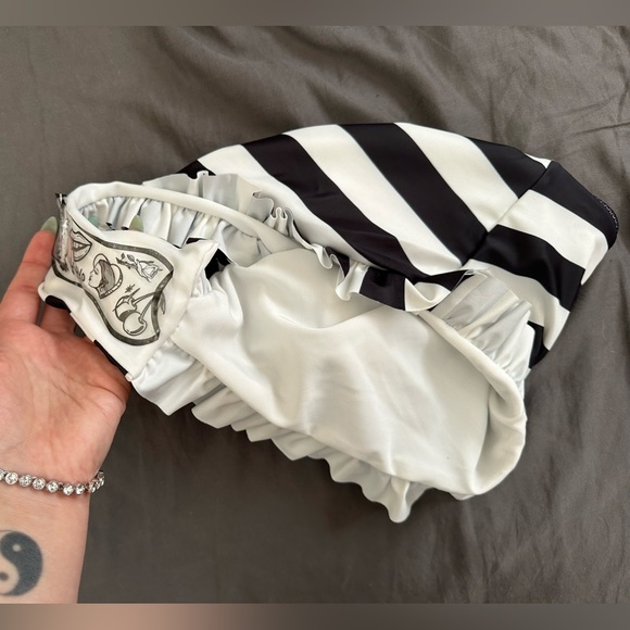 Sugar Thrillz Make My Debut Striped Ruffle Bikini Set - Black/White Barbiecore - Picture 5 of 12